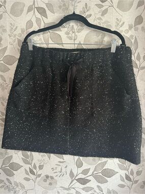 LOFT Black soft Drawstring Mini Skirt sz Large NWOT